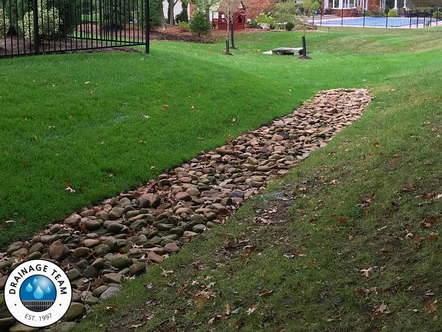 Backyard Swale Construction | Decorative Rock Swale Town & Country MO