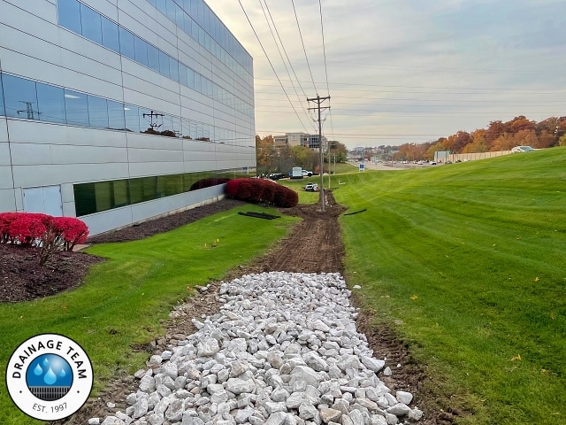 Rip Rap Swale Commercial Drainage Chesterfield MO