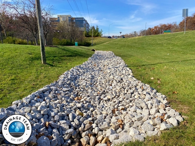 Rip Rap Swale Commercial Drainage Chesterfield MO