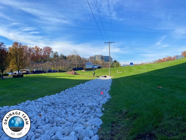 Rip Rap Swale Commercial Drainage Chesterfield MO