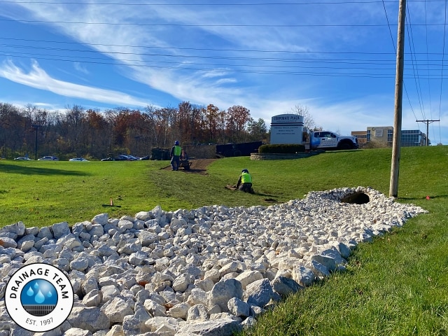 Rip Rap Swale Commercial Drainage Chesterfield MO