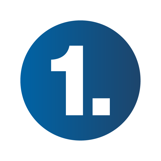 White number one in blue circle