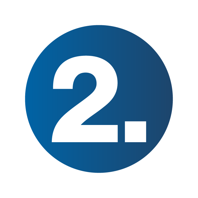 White number 2 in blue circle