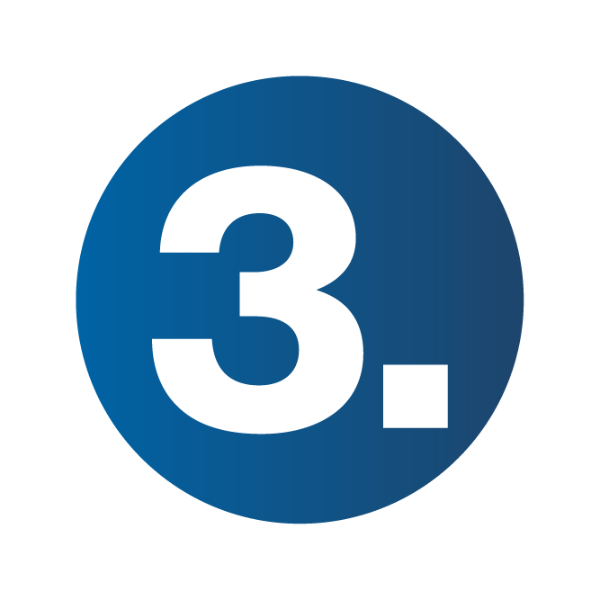 White number 3 inside blue circle