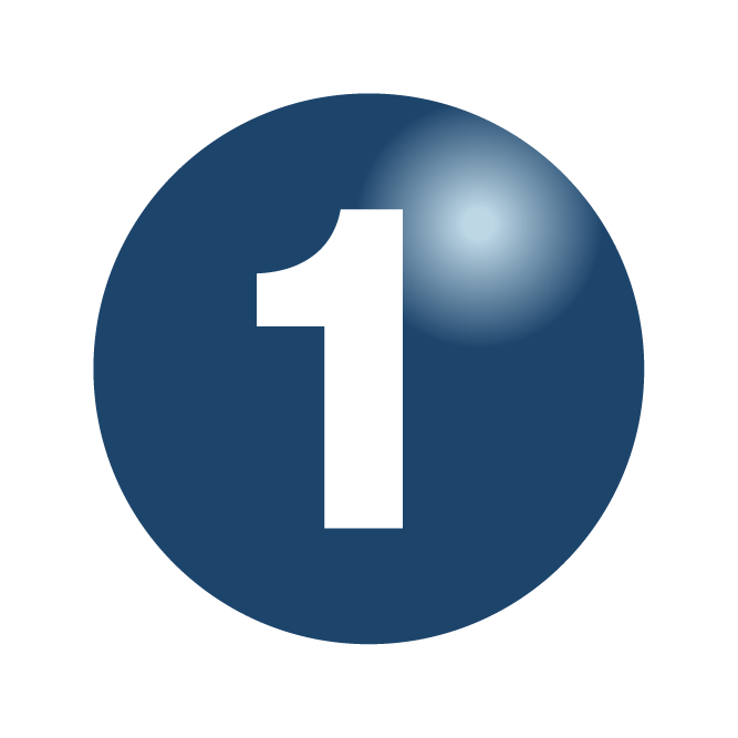 Blue circle with white number one