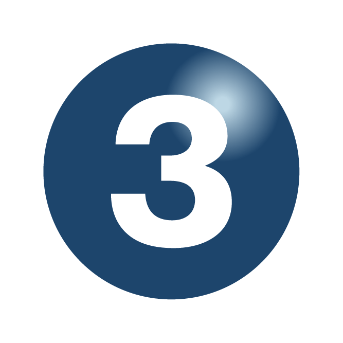 Blue circle icon with white number three
