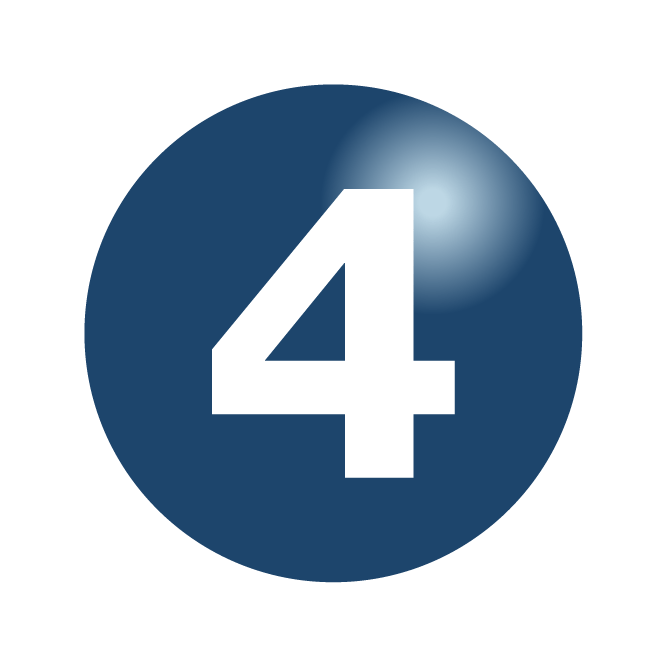 White number four in blue circle