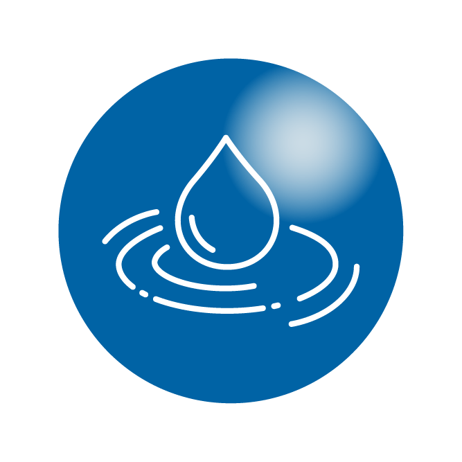 Water droplet with ripples icon