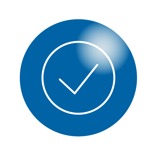 Blue circle with white checkmark icon