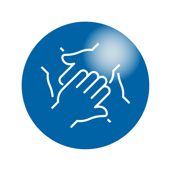 Hand snapping fingers inside blue circle icon