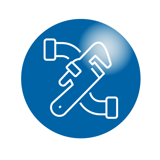 Pipe wrench icon with rotation arrows